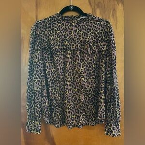 Loft animal print ruffle shirt